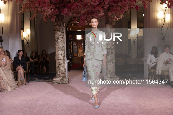 A model walks the runway at the Nardos show during September 2024 New York Fashion Week at Daniel in New York, New York, USA, on September 9...