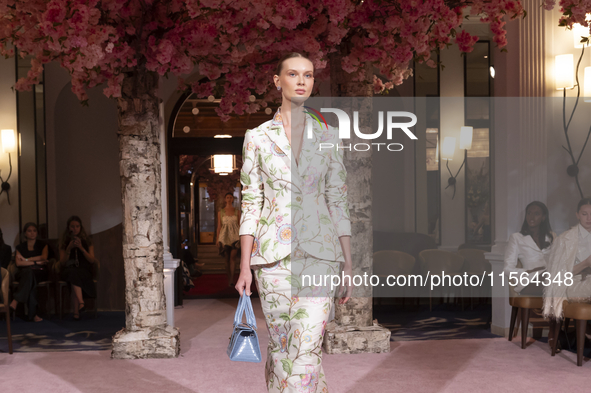 A model walks the runway at the Nardos show during September 2024 New York Fashion Week at Daniel in New York, New York, USA, on September 9...