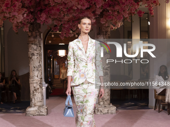 A model walks the runway at the Nardos show during September 2024 New York Fashion Week at Daniel in New York, New York, USA, on September 9...