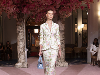 A model walks the runway at the Nardos show during September 2024 New York Fashion Week at Daniel in New York, New York, USA, on September 9...