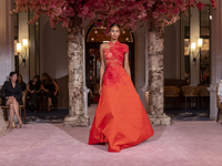 A model walks the runway at the Nardos show during September 2024 New York Fashion Week at Daniel in New York, New York, USA, on September 9...