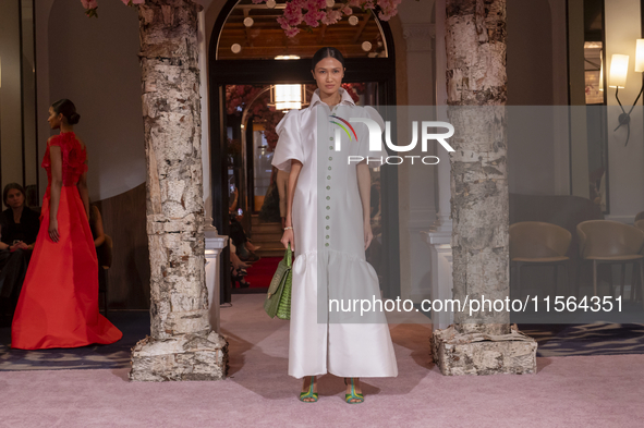 A model walks the runway at the Nardos show during September 2024 New York Fashion Week at Daniel in New York, New York, USA, on September 9...