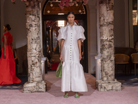 A model walks the runway at the Nardos show during September 2024 New York Fashion Week at Daniel in New York, New York, USA, on September 9...