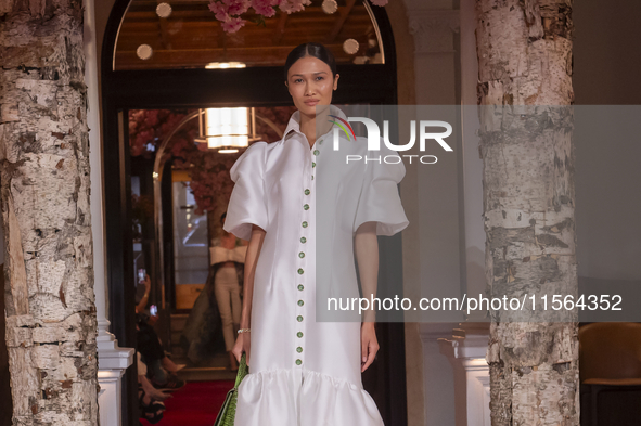 A model walks the runway at the Nardos show during September 2024 New York Fashion Week at Daniel in New York, New York, USA, on September 9...