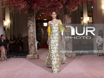 A model walks the runway at the Nardos show during September 2024 New York Fashion Week at Daniel in New York, New York, USA, on September 9...