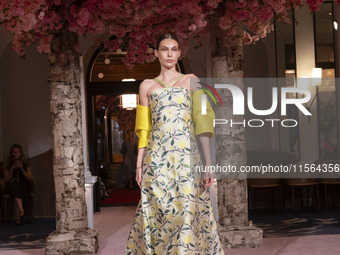 A model walks the runway at the Nardos show during September 2024 New York Fashion Week at Daniel in New York, New York, USA, on September 9...