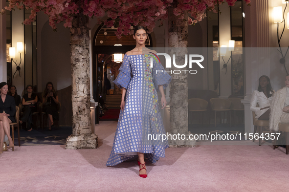 A model walks the runway at the Nardos show during September 2024 New York Fashion Week at Daniel in New York, New York, USA, on September 9...