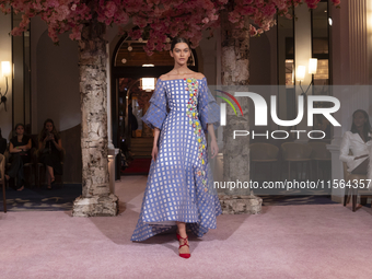 A model walks the runway at the Nardos show during September 2024 New York Fashion Week at Daniel in New York, New York, USA, on September 9...