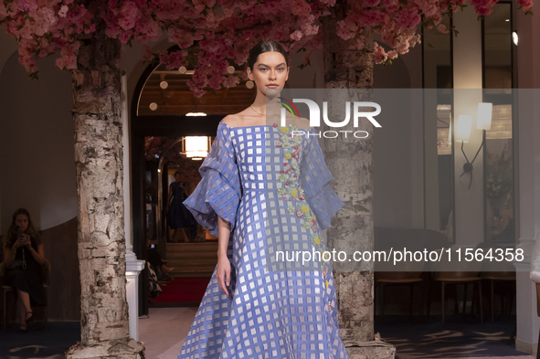 A model walks the runway at the Nardos show during September 2024 New York Fashion Week at Daniel in New York, New York, USA, on September 9...