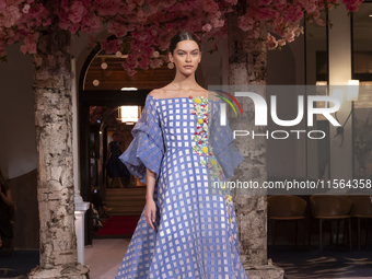 A model walks the runway at the Nardos show during September 2024 New York Fashion Week at Daniel in New York, New York, USA, on September 9...