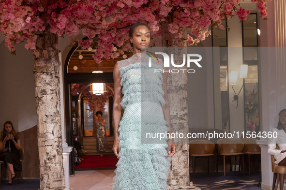 A model walks the runway at the Nardos show during September 2024 New York Fashion Week at Daniel in New York, New York, USA, on September 9...