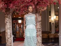 A model walks the runway at the Nardos show during September 2024 New York Fashion Week at Daniel in New York, New York, USA, on September 9...