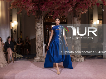 A model walks the runway at the Nardos show during September 2024 New York Fashion Week at Daniel in New York, New York, USA, on September 9...