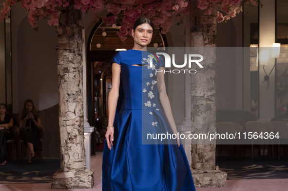 A model walks the runway at the Nardos show during September 2024 New York Fashion Week at Daniel in New York, New York, USA, on September 9...