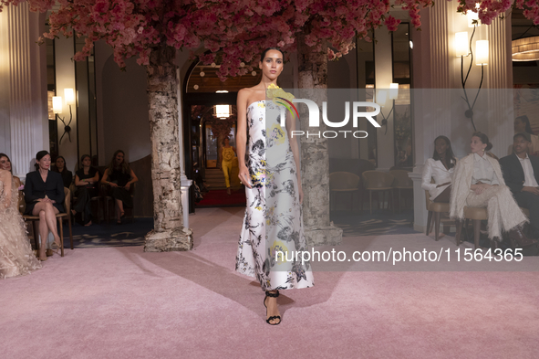 A model walks the runway at the Nardos show during September 2024 New York Fashion Week at Daniel in New York, New York, USA, on September 9...