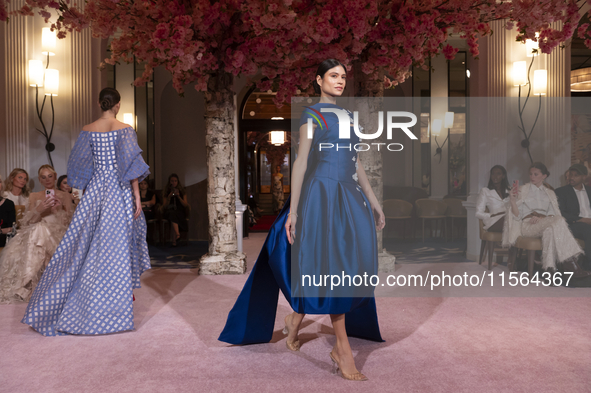 A model walks the runway at the Nardos show during September 2024 New York Fashion Week at Daniel in New York, New York, USA, on September 9...