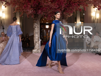 A model walks the runway at the Nardos show during September 2024 New York Fashion Week at Daniel in New York, New York, USA, on September 9...