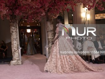 A model walks the runway at the Nardos show during September 2024 New York Fashion Week at Daniel in New York, New York, USA, on September 9...