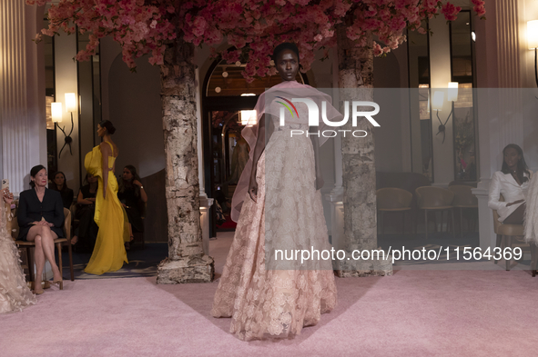 A model walks the runway at the Nardos show during September 2024 New York Fashion Week at Daniel in New York, New York, USA, on September 9...