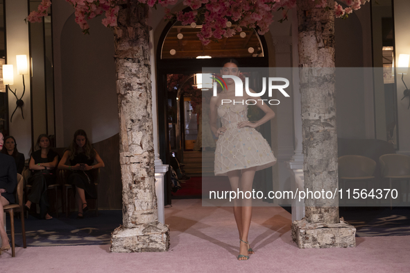 A model walks the runway at the Nardos show during September 2024 New York Fashion Week at Daniel in New York, New York, USA, on September 9...