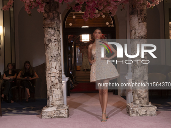 A model walks the runway at the Nardos show during September 2024 New York Fashion Week at Daniel in New York, New York, USA, on September 9...