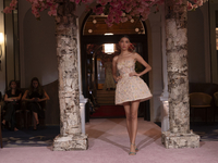 A model walks the runway at the Nardos show during September 2024 New York Fashion Week at Daniel in New York, New York, USA, on September 9...