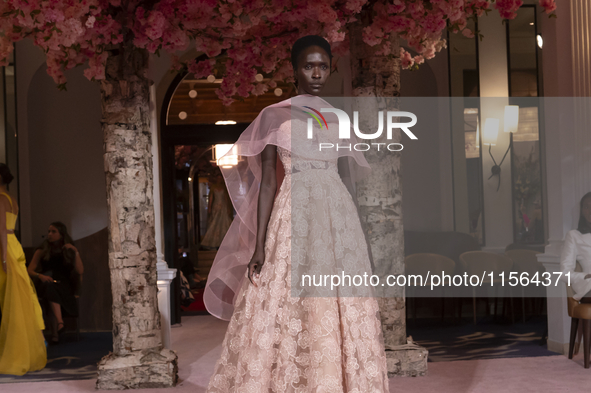 A model walks the runway at the Nardos show during September 2024 New York Fashion Week at Daniel in New York, New York, USA, on September 9...