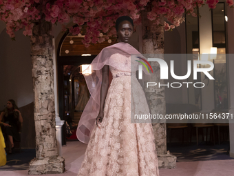 A model walks the runway at the Nardos show during September 2024 New York Fashion Week at Daniel in New York, New York, USA, on September 9...