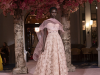 A model walks the runway at the Nardos show during September 2024 New York Fashion Week at Daniel in New York, New York, USA, on September 9...