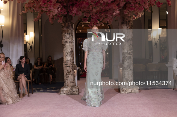 A model walks the runway at the Nardos show during September 2024 New York Fashion Week at Daniel in New York, New York, USA, on September 9...