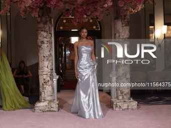 A model walks the runway at the Nardos show during September 2024 New York Fashion Week at Daniel in New York, New York, USA, on September 9...