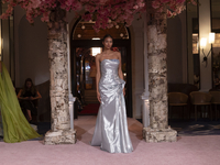 A model walks the runway at the Nardos show during September 2024 New York Fashion Week at Daniel in New York, New York, USA, on September 9...