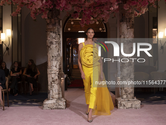 A model walks the runway at the Nardos show during September 2024 New York Fashion Week at Daniel in New York, New York, USA, on September 9...