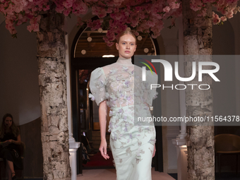 A model walks the runway at the Nardos show during September 2024 New York Fashion Week at Daniel in New York, New York, USA, on September 9...