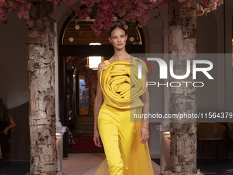 A model walks the runway at the Nardos show during September 2024 New York Fashion Week at Daniel in New York, New York, USA, on September 9...