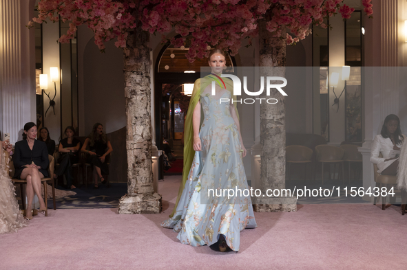 A model walks the runway at the Nardos show during September 2024 New York Fashion Week at Daniel in New York, New York, USA, on September 9...