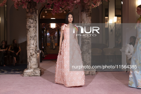 A model walks the runway at the Nardos show during September 2024 New York Fashion Week at Daniel in New York, New York, USA, on September 9...