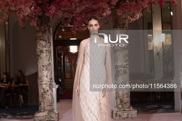 A model walks the runway at the Nardos show during September 2024 New York Fashion Week at Daniel in New York, New York, USA, on September 9...