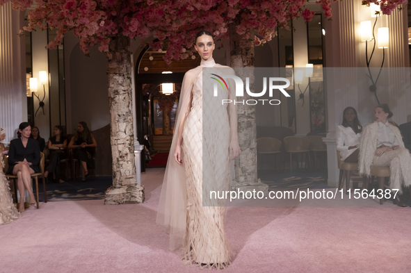 A model walks the runway at the Nardos show during September 2024 New York Fashion Week at Daniel in New York, New York, USA, on September 9...