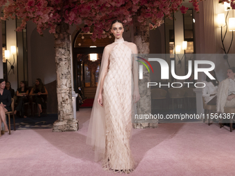 A model walks the runway at the Nardos show during September 2024 New York Fashion Week at Daniel in New York, New York, USA, on September 9...