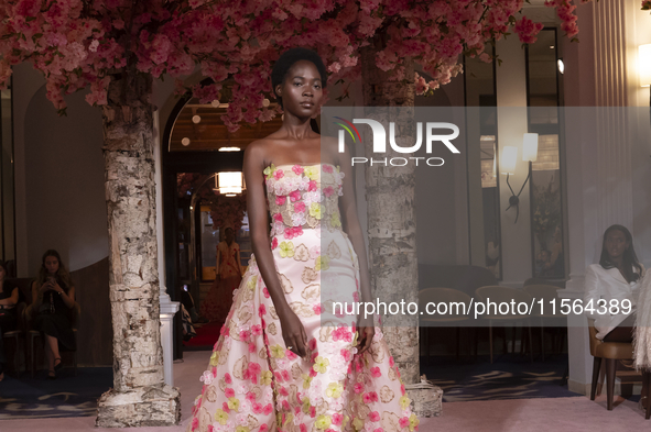 A model walks the runway at the Nardos show during September 2024 New York Fashion Week at Daniel in New York, New York, USA, on September 9...