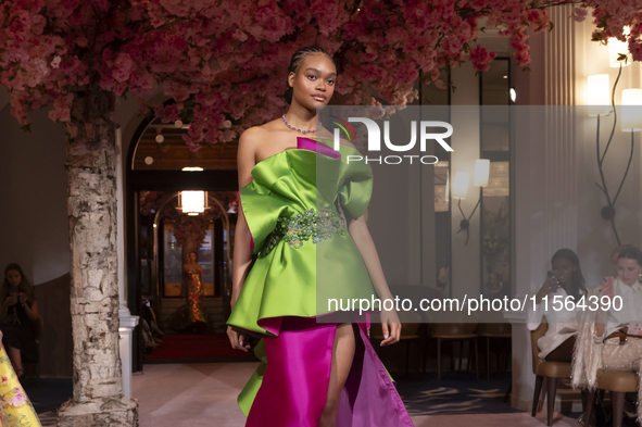 A model walks the runway at the Nardos show during September 2024 New York Fashion Week at Daniel in New York, New York, USA, on September 9...