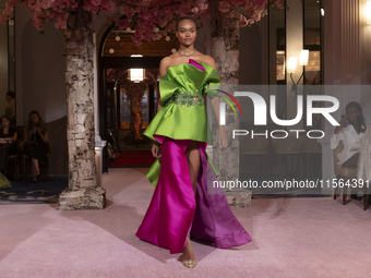 A model walks the runway at the Nardos show during September 2024 New York Fashion Week at Daniel in New York, New York, USA, on September 9...