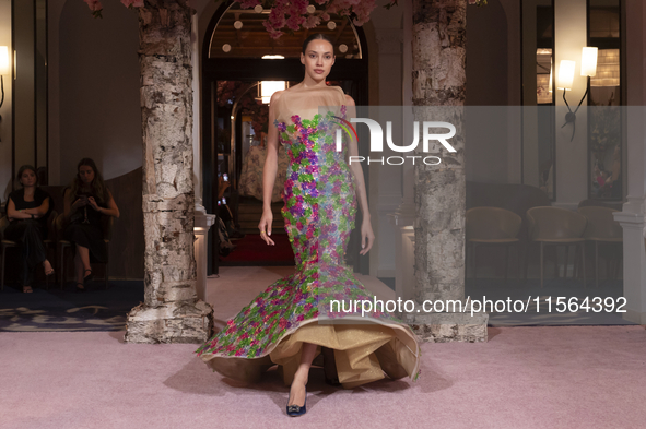 A model walks the runway at the Nardos show during September 2024 New York Fashion Week at Daniel in New York, New York, USA, on September 9...