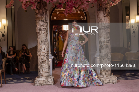 A model walks the runway at the Nardos show during September 2024 New York Fashion Week at Daniel in New York, New York, USA, on September 9...