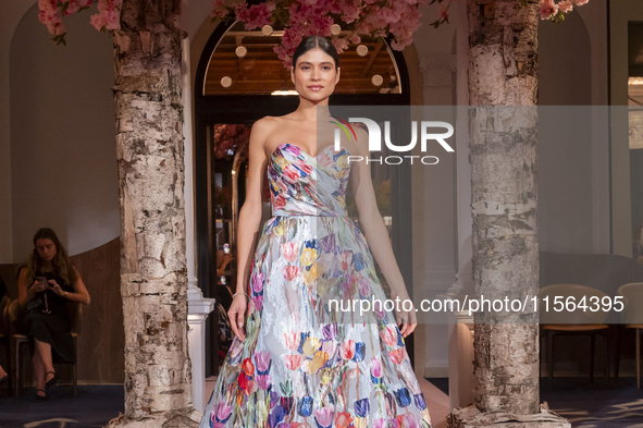 A model walks the runway at the Nardos show during September 2024 New York Fashion Week at Daniel in New York, New York, USA, on September 9...