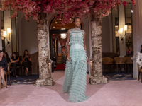 A model walks the runway at the Nardos show during September 2024 New York Fashion Week at Daniel in New York, New York, USA, on September 9...