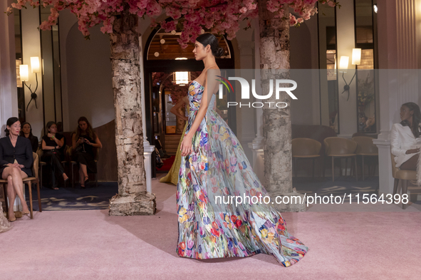 A model walks the runway at the Nardos show during September 2024 New York Fashion Week at Daniel in New York, New York, USA, on September 9...