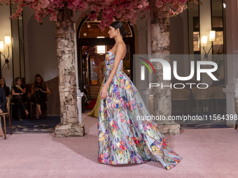 A model walks the runway at the Nardos show during September 2024 New York Fashion Week at Daniel in New York, New York, USA, on September 9...