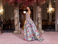 A model walks the runway at the Nardos show during September 2024 New York Fashion Week at Daniel in New York, New York, USA, on September 9...